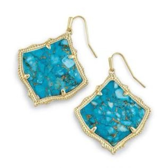 Kendra Scott Jewelry - Kendra Scott Kirsten Bronzed Veined Turquoise Gold Earrings